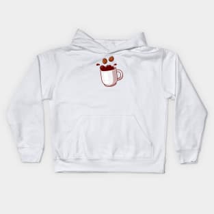 Floating Coffee With Beans Cartoon Kids Hoodie